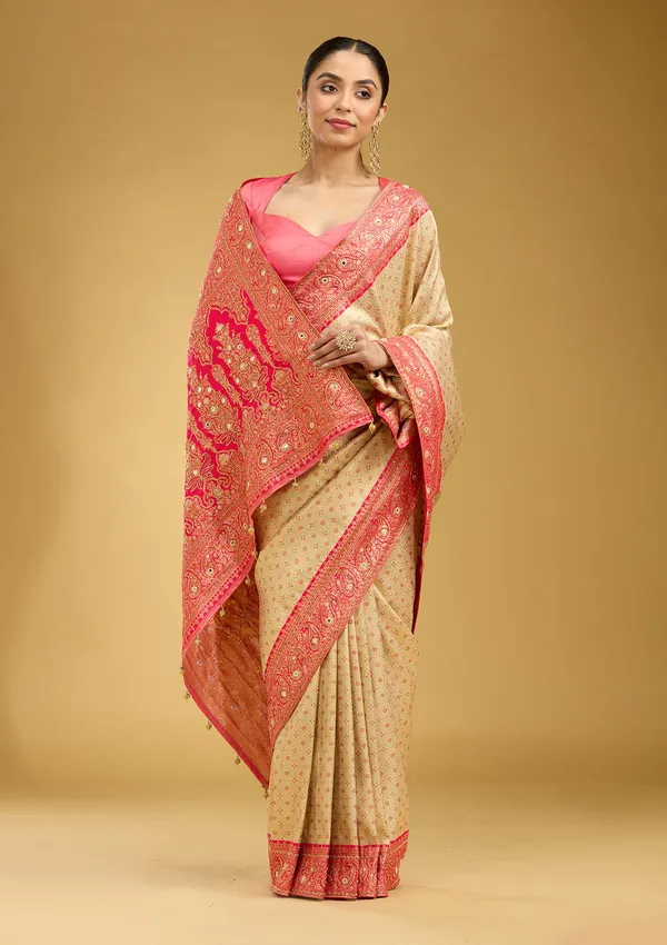 Cream_Aariwork_Art_Silk_Silk_Saree