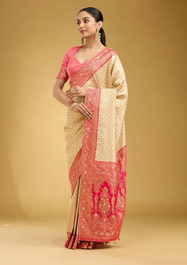 Cream_Aariwork_Art_Silk_Silk_Saree