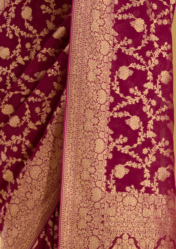 Wine_Zariwork_Gold_Silk_Silk_Saree