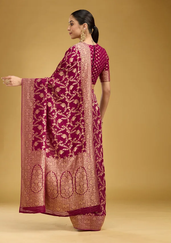 Wine_Zariwork_Gold_Silk_Silk_Saree
