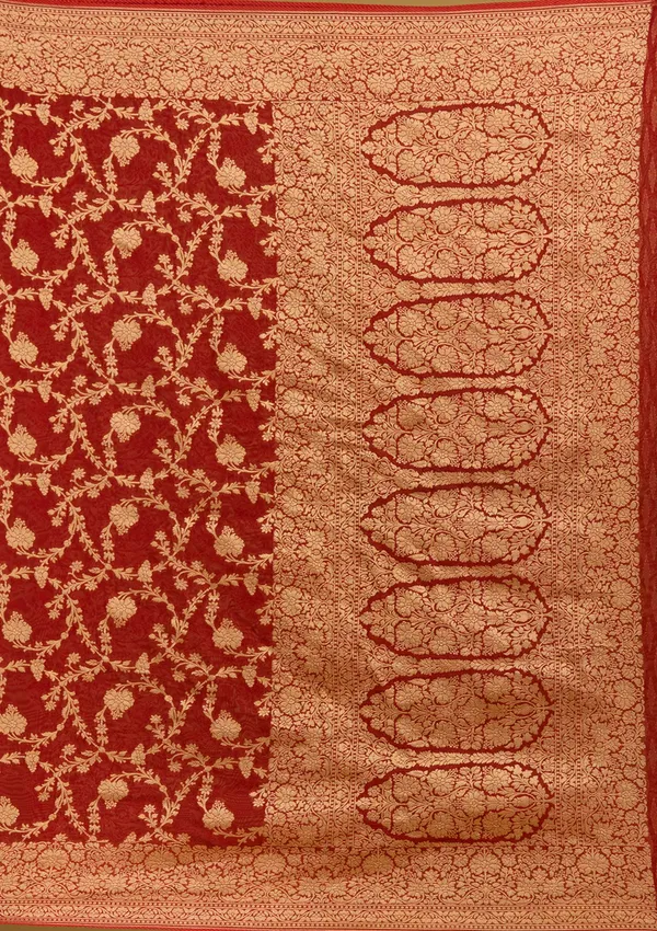 Rust_Zariwork_Gold_Silk_Silk_Saree