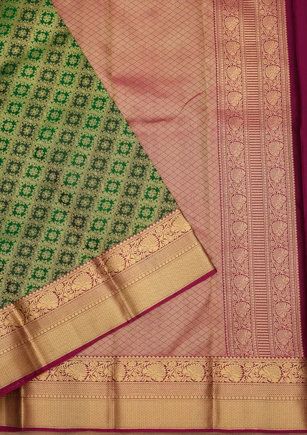 Bottle_Green_Zariwork_Gold_Silk_Silk_Saree