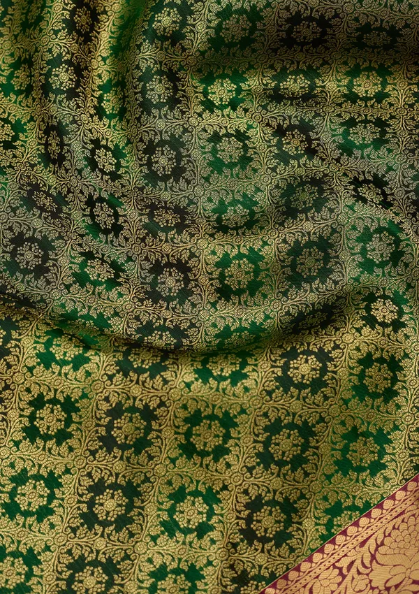 Bottle_Green_Zariwork_Gold_Silk_Silk_Saree