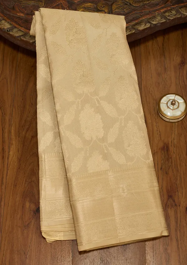 Beige_Zariwork_Gold_Silk_Silk_Saree