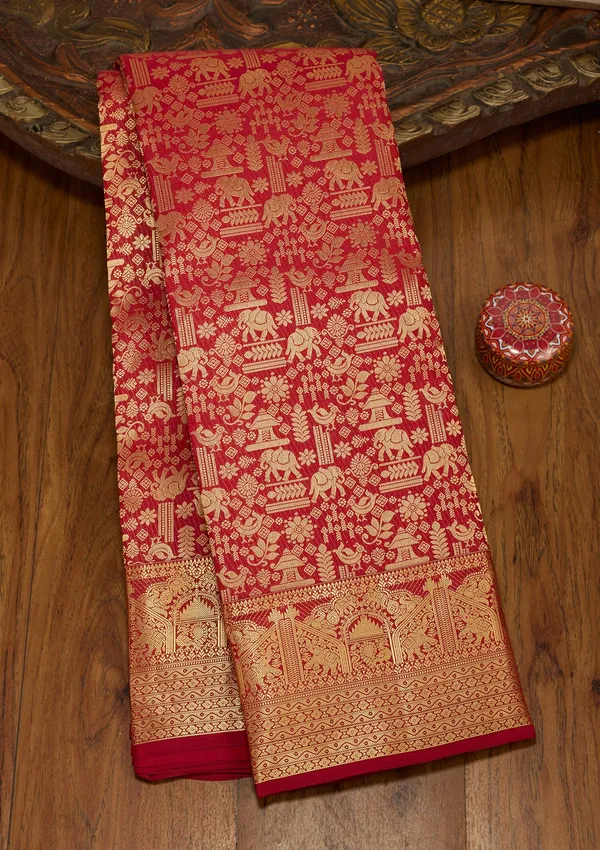 Dark_Maroon_Zariwork_Gold_Silk_Silk_Saree