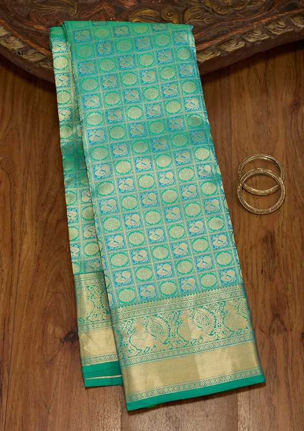 Sea_Green_Zariwork_Gold_Silk_Silk_Saree