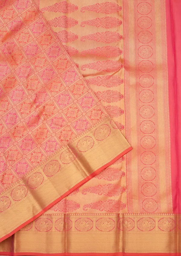 Peach_Zariwork_Gold_Silk_Silk_Saree