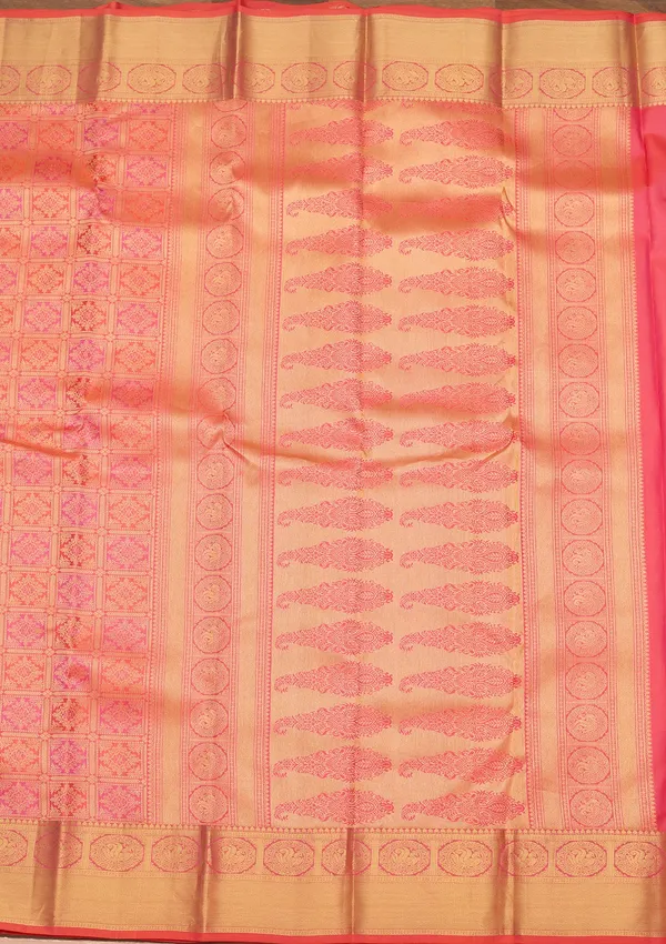 Peach_Zariwork_Gold_Silk_Silk_Saree