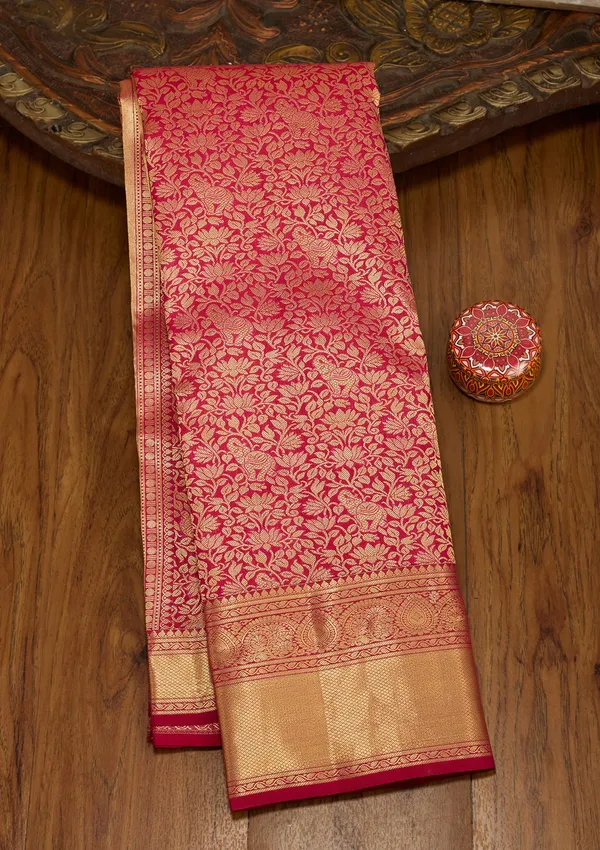 Wine_Zariwork_Gold_Silk_Silk_Saree