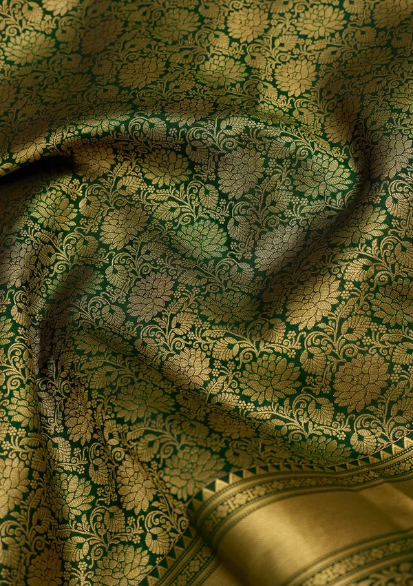 Bottle_Green_Zariwork_Gold_Silk_Silk_Saree