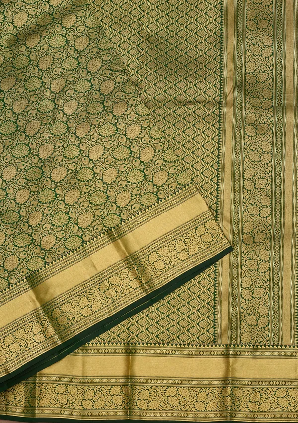 Bottle_Green_Zariwork_Gold_Silk_Silk_Saree