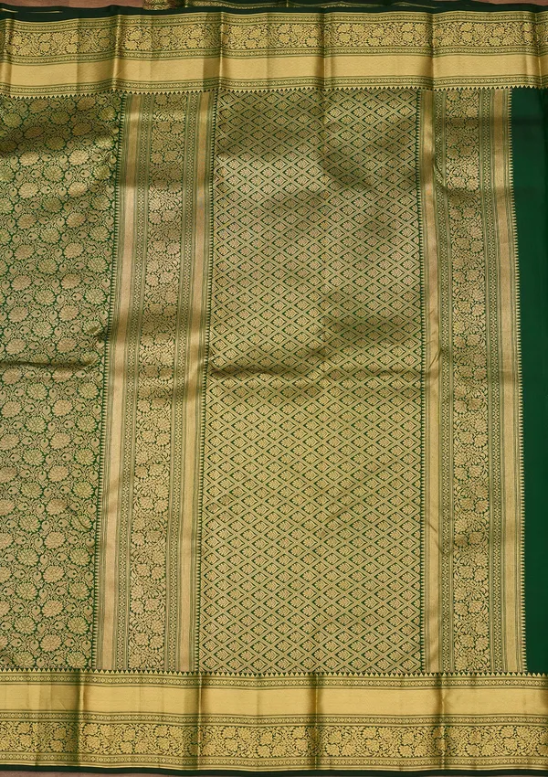 Bottle_Green_Zariwork_Gold_Silk_Silk_Saree