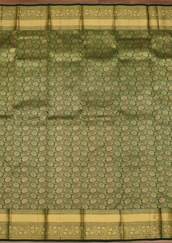 Bottle_Green_Zariwork_Gold_Silk_Silk_Saree