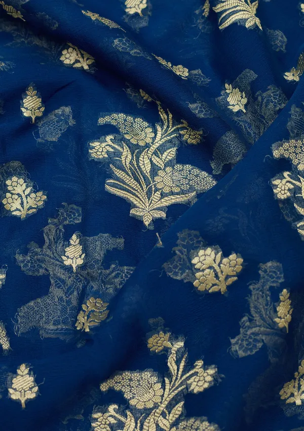 Royal_Blue_Zariwork_Georgette_Silk_Saree