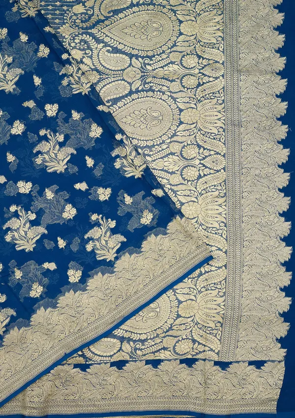 Royal_Blue_Zariwork_Georgette_Silk_Saree