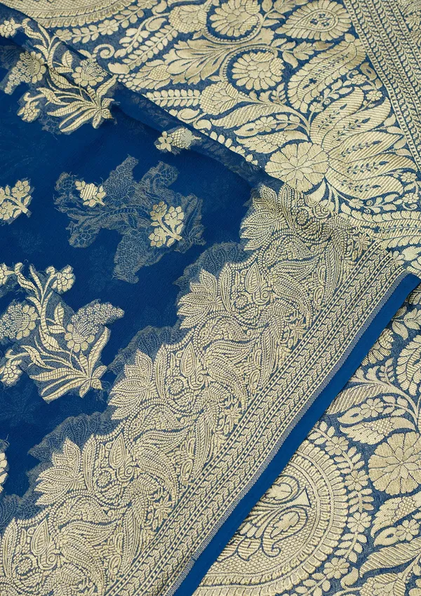 Royal_Blue_Zariwork_Georgette_Silk_Saree