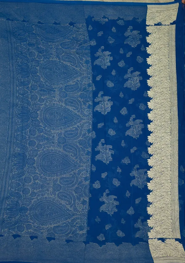 Royal_Blue_Zariwork_Georgette_Silk_Saree