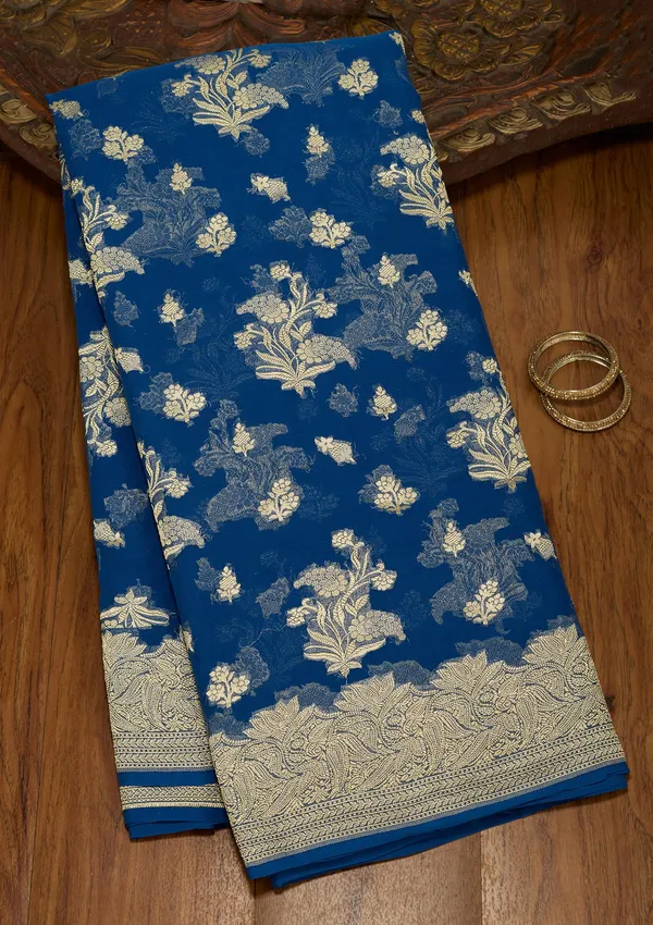 Royal_Blue_Zariwork_Georgette_Silk_Saree
