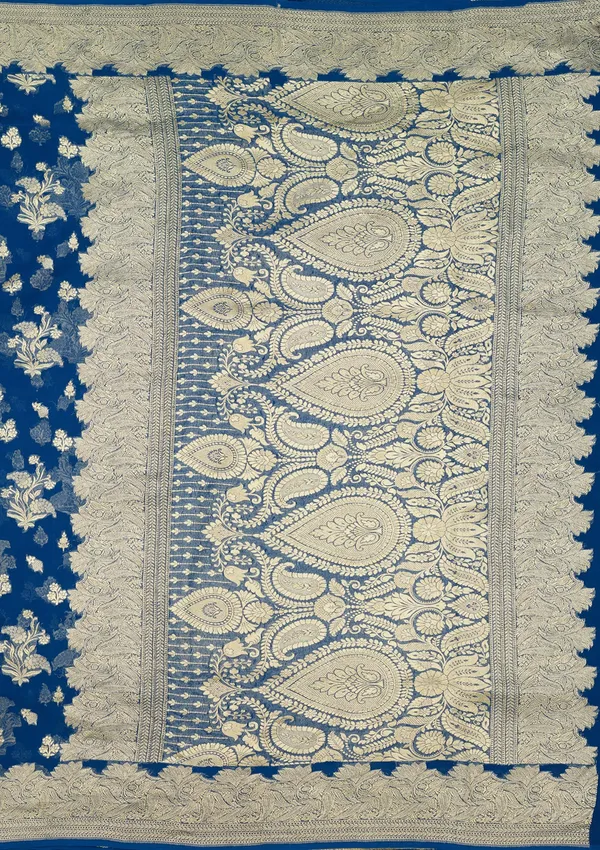 Royal_Blue_Zariwork_Georgette_Silk_Saree