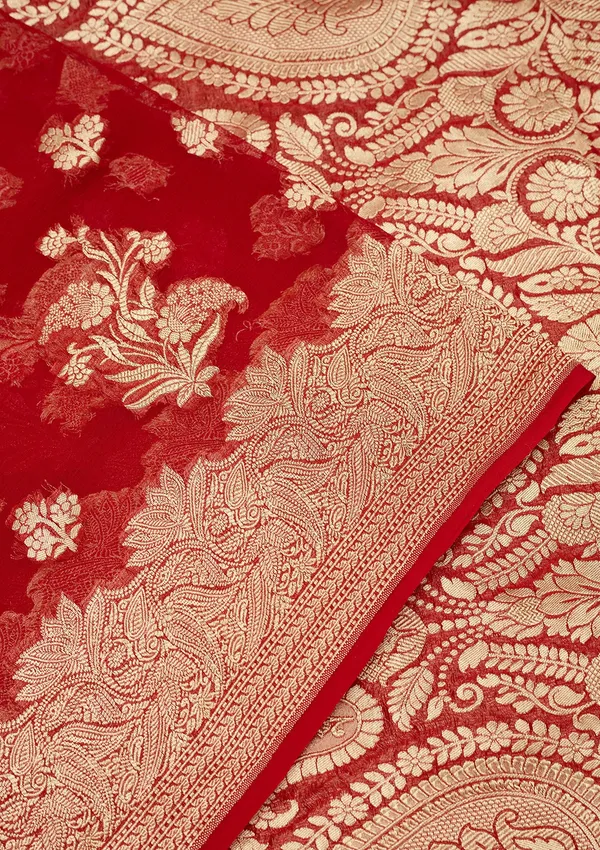 Red_Zariwork_Georgette_Silk_Saree