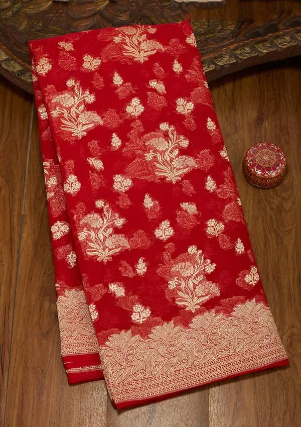 Red_Zariwork_Georgette_Silk_Saree