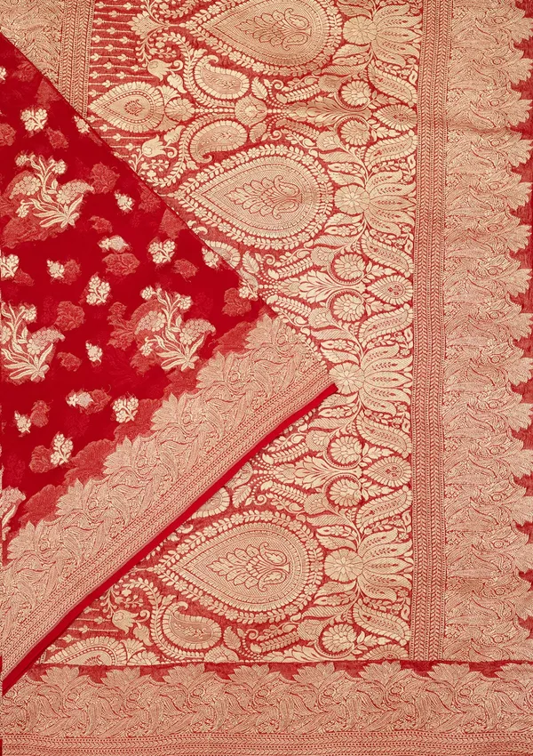 Red_Zariwork_Georgette_Silk_Saree