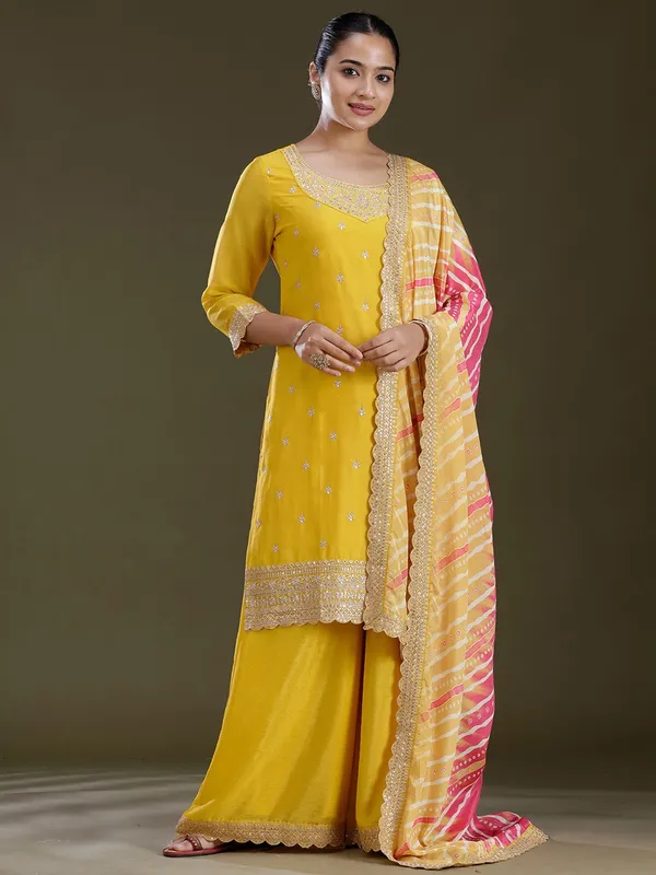 Yellow_Sequins_Soft_Raw_Silk_Readymade_Salwar_Suit