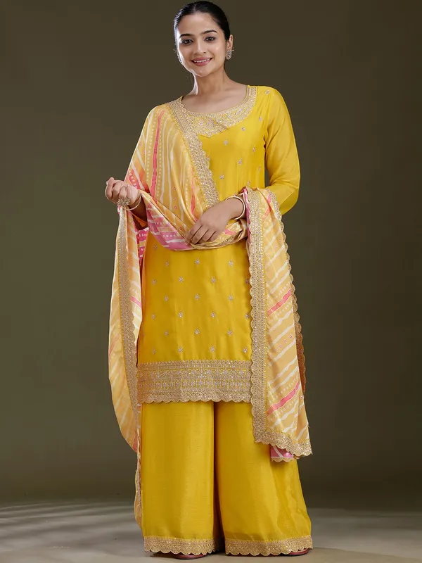 Yellow_Sequins_Soft_Raw_Silk_Readymade_Salwar_Suit