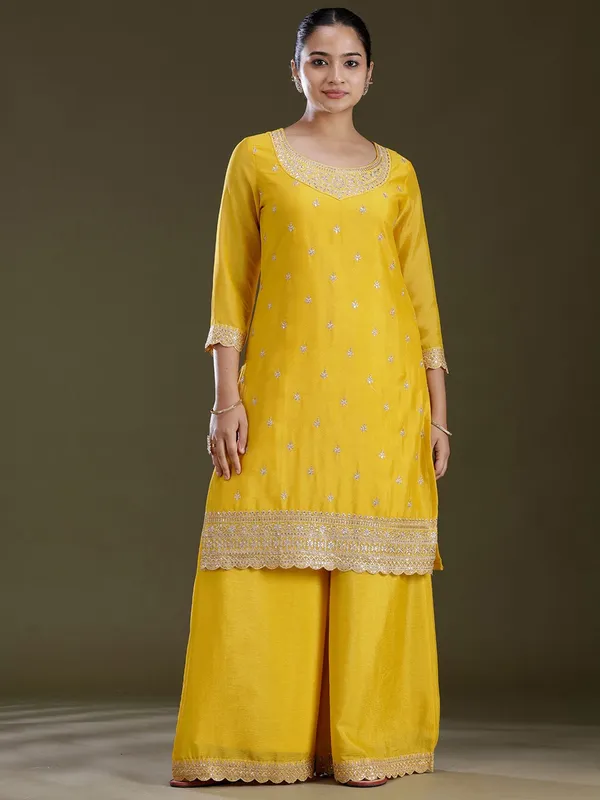 Yellow_Sequins_Soft_Raw_Silk_Readymade_Salwar_Suit