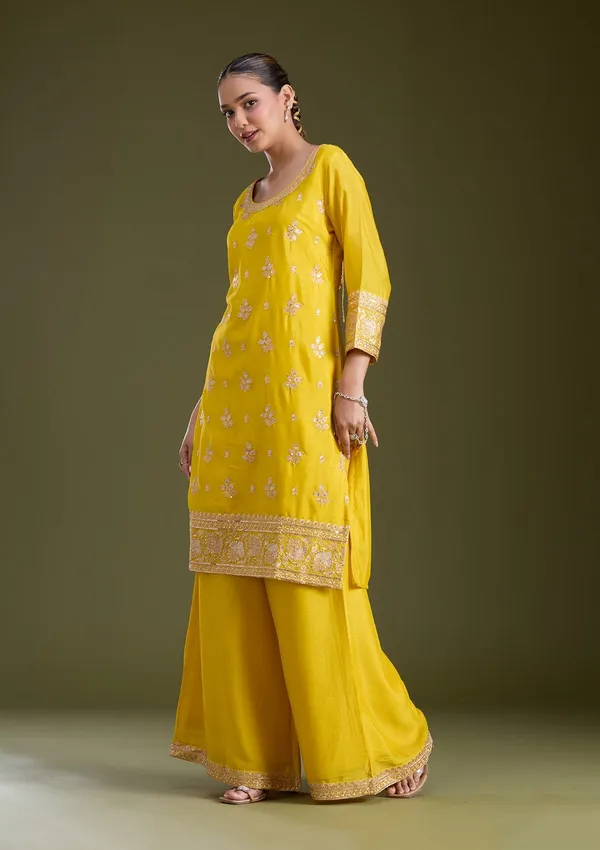 Yellow_Sequins_Soft_Raw_Silk_Readymade_Salwar_Suit