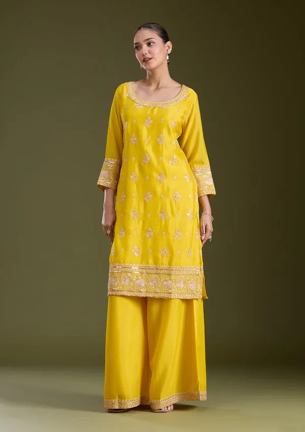 Yellow_Sequins_Soft_Raw_Silk_Readymade_Salwar_Suit