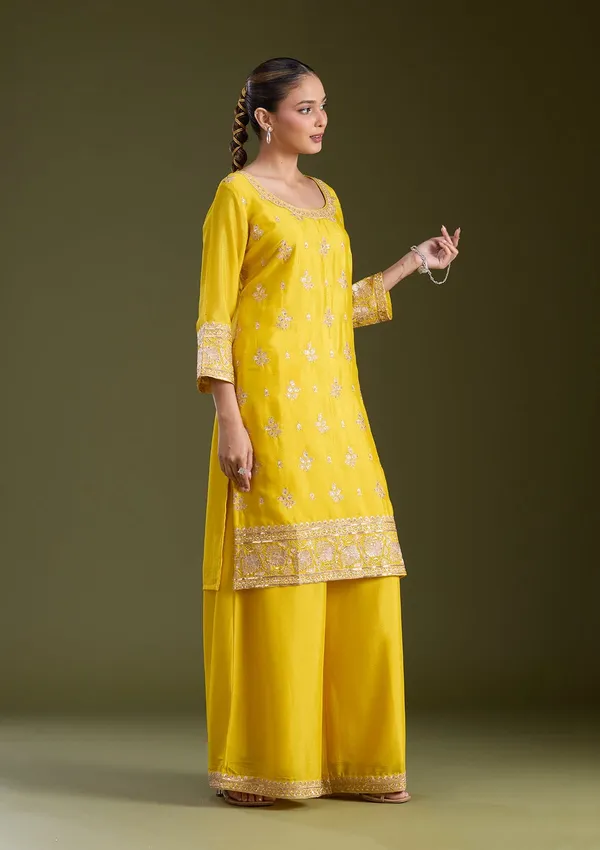 Yellow_Sequins_Soft_Raw_Silk_Readymade_Salwar_Suit