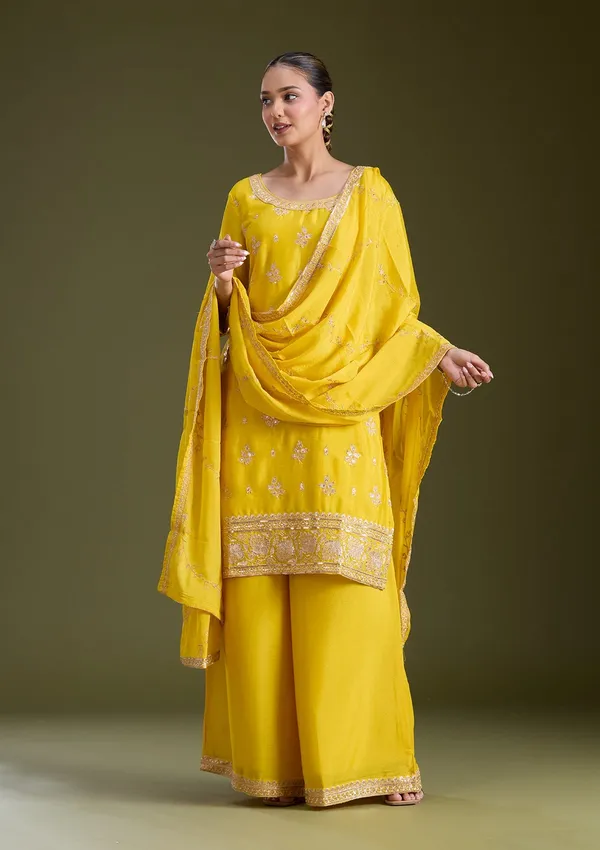Yellow_Sequins_Soft_Raw_Silk_Readymade_Salwar_Suit