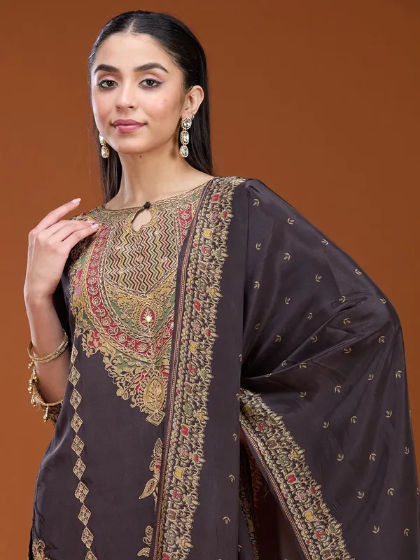 Black_Threadwork_Soft_Raw_Silk_Readymade_Salwar_Suit