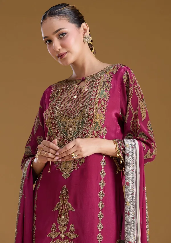 Wine_Cording_Satin_Readymade_Salwar_Suit