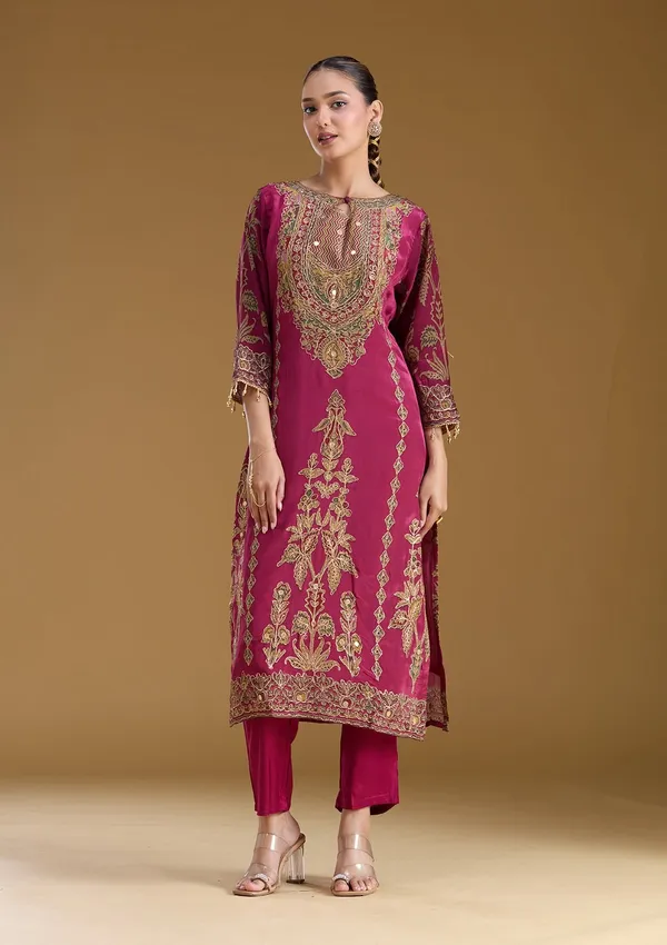 Wine_Cording_Satin_Readymade_Salwar_Suit