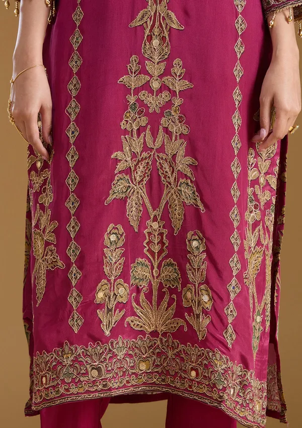 Wine_Cording_Satin_Readymade_Salwar_Suit