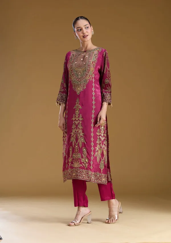 Wine_Cording_Satin_Readymade_Salwar_Suit