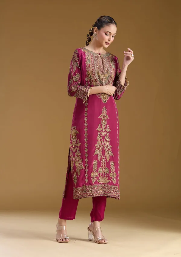 Wine_Cording_Satin_Readymade_Salwar_Suit