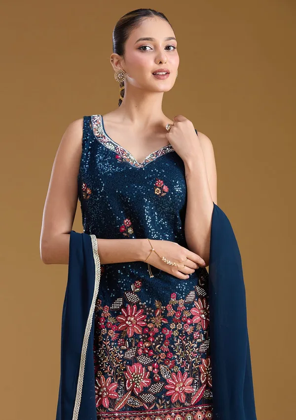 Navy_Blue_Threadwork_Georgette_Readymade_Salwar_Suit