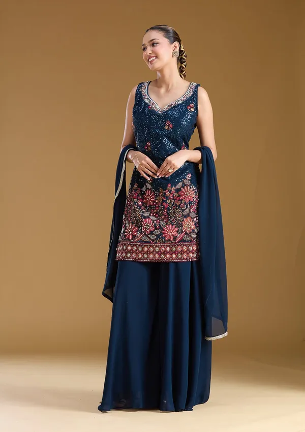 Navy_Blue_Threadwork_Georgette_Readymade_Salwar_Suit