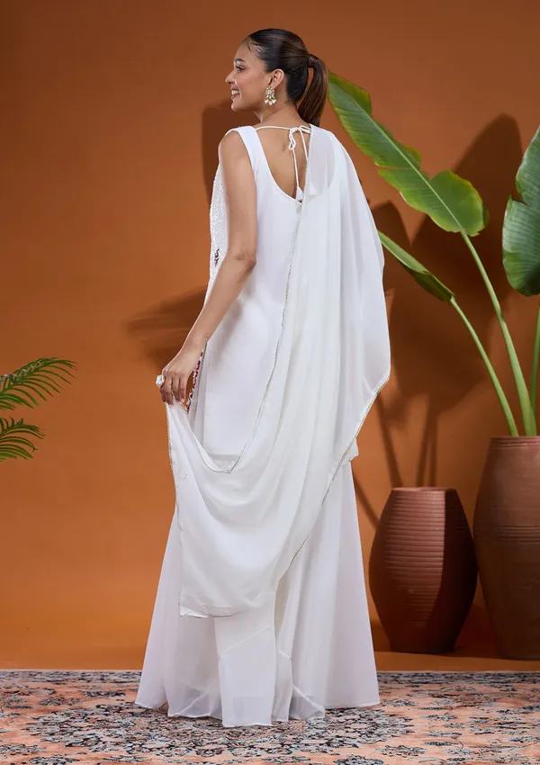 White_Threadwork_Georgette_Readymade_Salwar_Suit