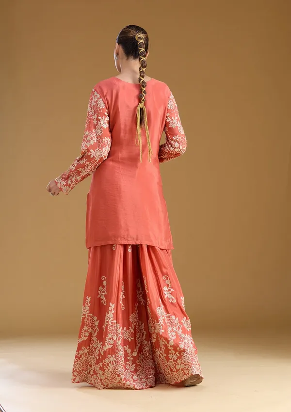 Rust_Zariwork_Silver_Crepe_Readymade_Salwar_Suit