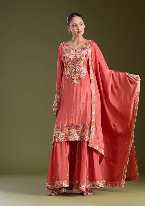 Rust_Threadwork_Crepe_Readymade_Salwar_Suit