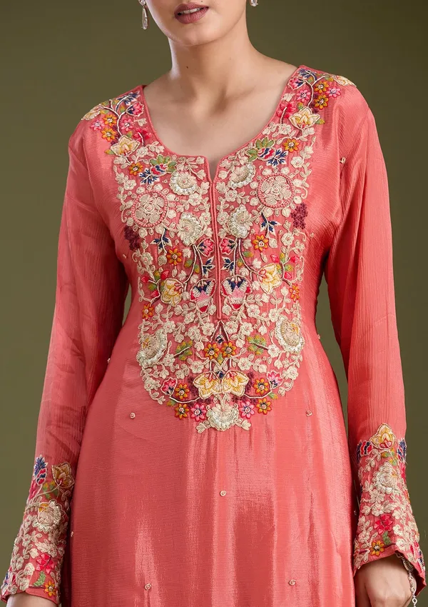 Rust_Threadwork_Crepe_Readymade_Salwar_Suit