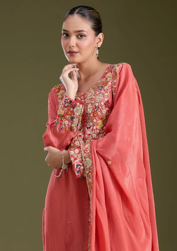 Rust_Threadwork_Crepe_Readymade_Salwar_Suit