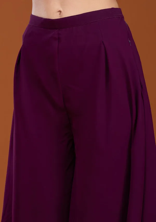 Wine_Threadwork_Georgette_Readymade_Salwar_Suit