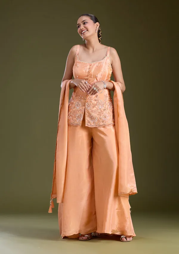 Light_Orange_Threadwork_Satin_Readymade_Salwar_Suit
