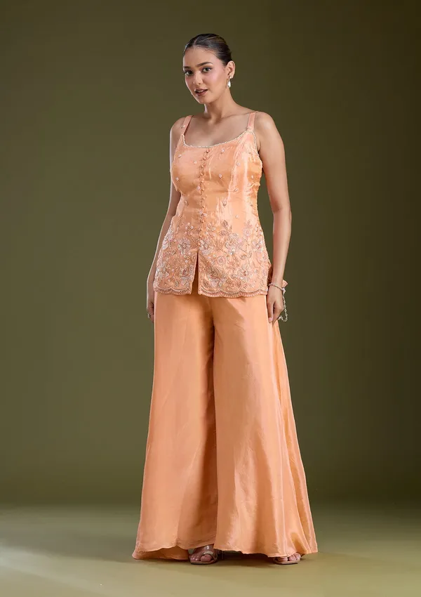 Light_Orange_Threadwork_Satin_Readymade_Salwar_Suit