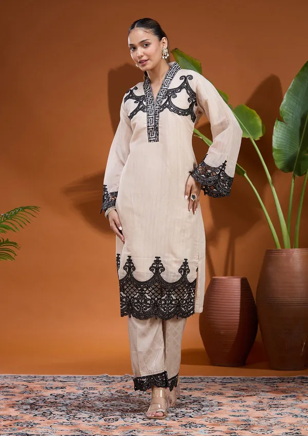 Beige_Threadwork_Tissue_Readymade_Salwar_Suit